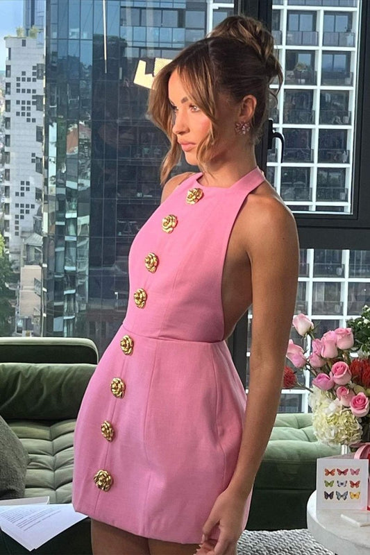 Rebecca - Rückenfreies Mini-Halterkleid