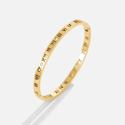 Starrarmband Mit Römischen Ziffern Und Geometrischem Design Daphne Mit Glänzenden Steinen