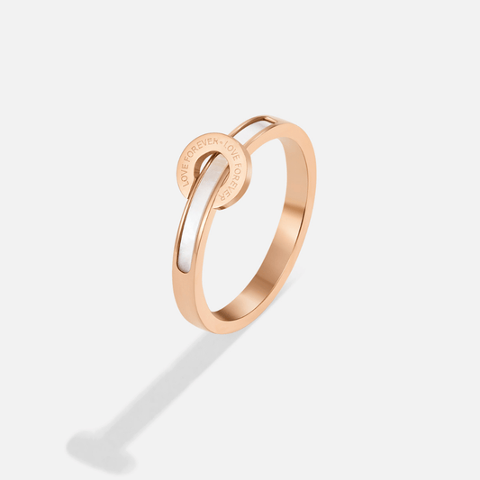 Damenring Mit Unendlichkeitsmotiv Und Perlmuttdekor Aus Roségold Elegantes Schmuckstück Giulia
