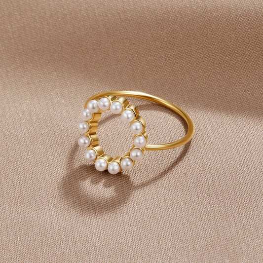 Damenring Mit Perle Aus Goldlegierung Moderner Zierlicher Feiner Ring Mit Kleinen Perlen Wanda