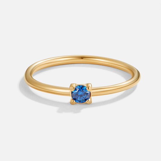 Damenring Aus Roségold Mit Blauem Stein Des Monats September Eleganter Minimalistischer Schmuck