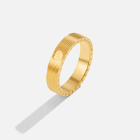 Goldring Für Damen Barbara Minimalistischer Ring Aus Gold Mit Relieflinien Und Dezenter Gravur Einer Zahlenfolge