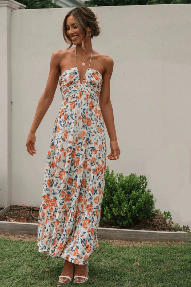 Susy - Neckholder Maxi Sommerkleid mit Blumenmuster