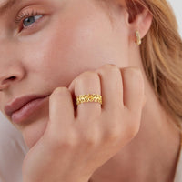 Damenring Blattmotiv Liliana Offenes Design Mit Detaillierten Blattreliefs Goldoptik Eleganter Schmuck