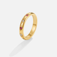 Damenring Mit Kristalle Ivone Goldfarbener Glanz Moderner Schmuck Sternenförmige Steine