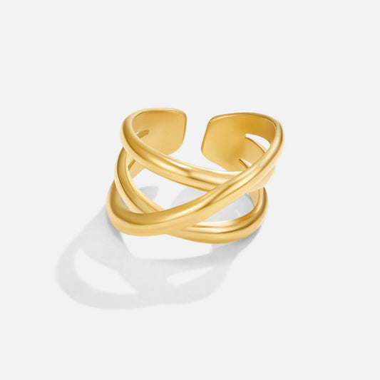 Federica Damenring Aus Gold Offenes Design Mit Drei Verflochtene Ringe Moderner Minimalistischer Schmuck Für Alltag