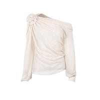 Margaret - Einzigartige Chiffonbluse mit einer Schulter