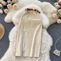 Cordrock mit Seitenschlitz und hoher Taille, elegant und raffiniert - Arabella