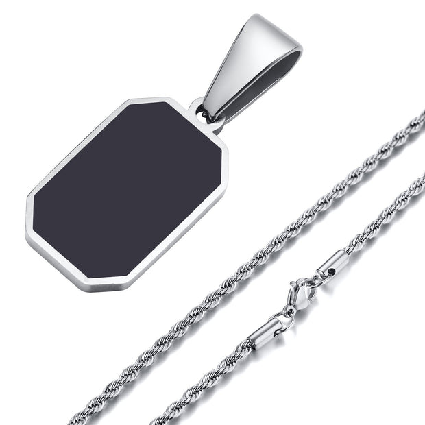 Herren Onyx-Halskette Eliano Mit Glänzender Goldfassung Und Rechteckigem Onyx-Anhänger Für Stilbewusste Männer