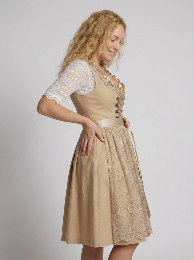 Dirndl-Kleid für Damen mit Schnürung und bestickter Schürze – Griechenland