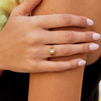 Ring Für Damen Im Vintage-Stil Palmira Mit Natürlicher Perle Und Ornamenten Im Goldton