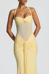 Elegantes Maxikleid für Damen mit Neckholder-Ausschnitt und Drapierungen - Elira