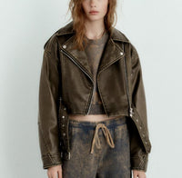 Klassische schwarze Lederjacke